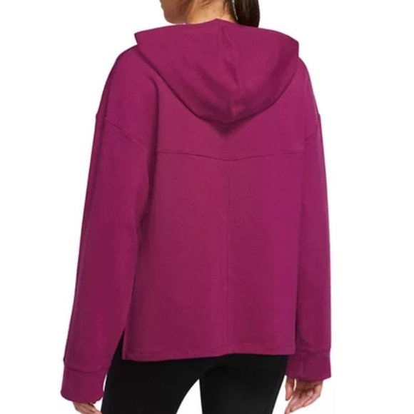 Nike Yoga Dri-FIT Dynamic Berry Pink Loose Fit Fleece Hoodie M - Picture 3 of 3